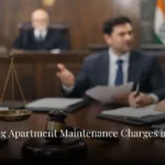 "Apartment maintenance charges in Bangalore legal concept showing courtroom discussion on fair maintenance calculation and equal usage of common amenities"