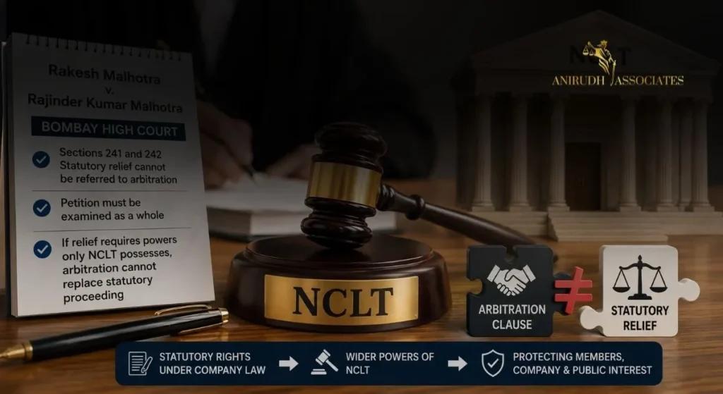 Arbitration Clause in Oppression and Mismanagement showing NCLT jurisdiction over statutory shareholder disputes under Sections 241 and 242 of the Companies Act- Anirudh Associate