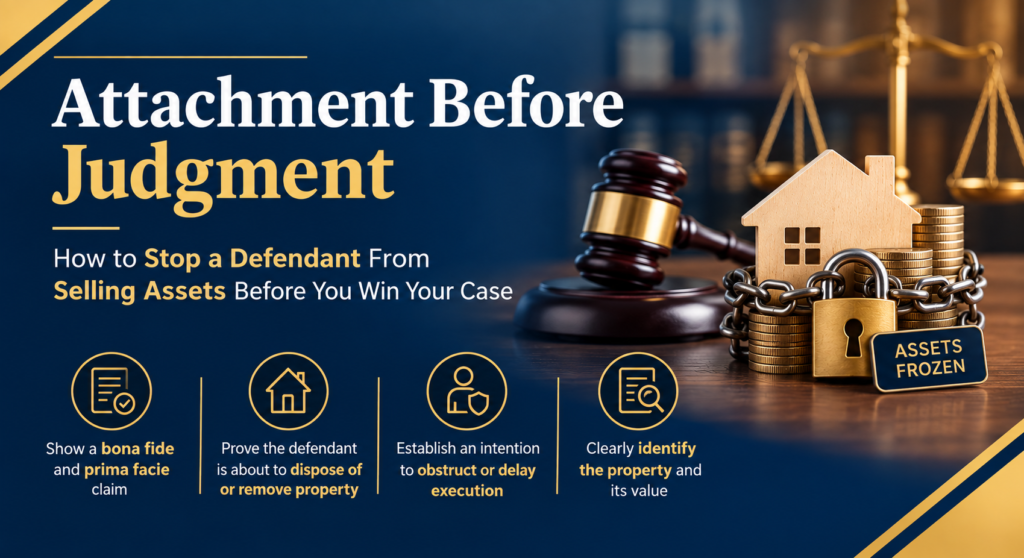 Attachment Before Judgment under Order 38 Rule 5 CPC concept illustration